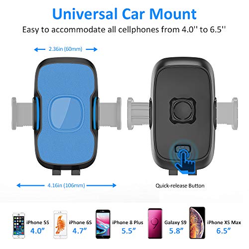 Soporte Móvil Coche, 360° Rotación Salpicadero Soporte Móvil para Coche con Brazo Ajustable, Universal Parabrisas Soporte Telefono Coche con Ventosa Fuerte para la Mayoría de los Teléfonos