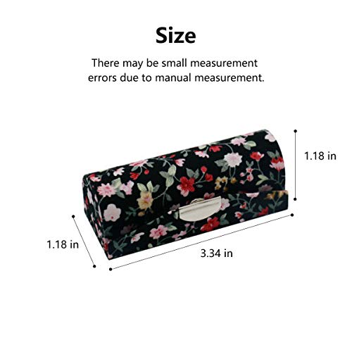 Soporte para pintalabios retro floral | 2 piezas (blanco + negro), organizador portátil de pintalabios con espejo, bonito kit de almacenamiento de cosméticos, mini estuches de viaje