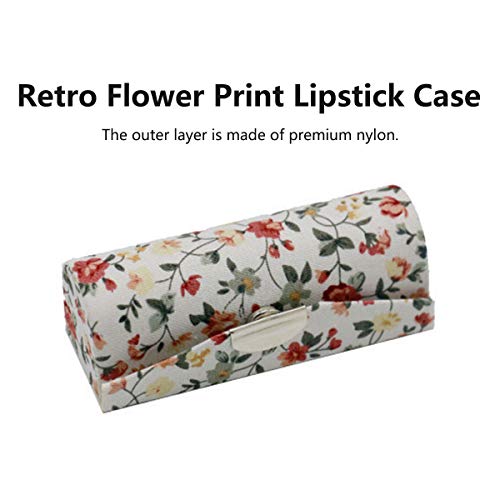 Soporte para pintalabios retro floral | 2 piezas (blanco + negro), organizador portátil de pintalabios con espejo, bonito kit de almacenamiento de cosméticos, mini estuches de viaje