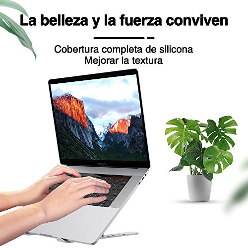 Soporte Portátil Mesa 6 Ángulos Ajustables, ABS+silicona+aleación de aluminio, Soporte Ordenador Ventilado Plegable, Laptop Stand, Ligero Soporte Mesa para Macbook DELL XPS, HP, PC y Otros 10-15.6”