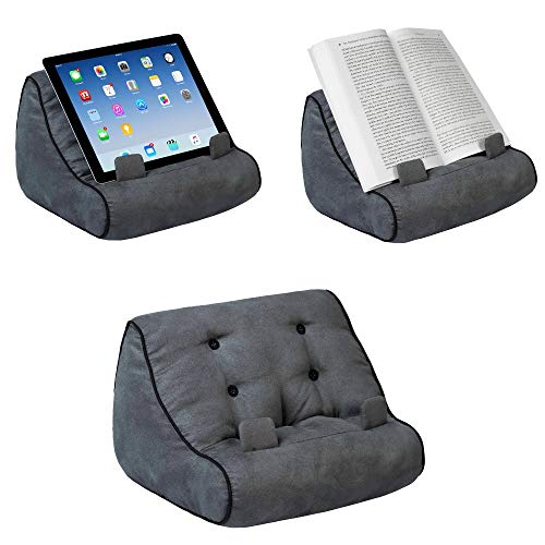 Soporte sofá de Lectura, Atril para Libros, iPad, Tablet, eReader, cojín de Descanso, Idea de Regalo - Modelo Gris