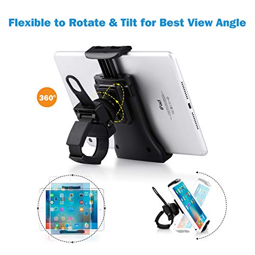 Soporte universal para teléfono o tableta para bicicleta giratoria, soporte portátil para smartphone y tableta, soporte giratorio ajustable de 360 ° para smartphones y tabletas de 3,5 a 12 pulgadas