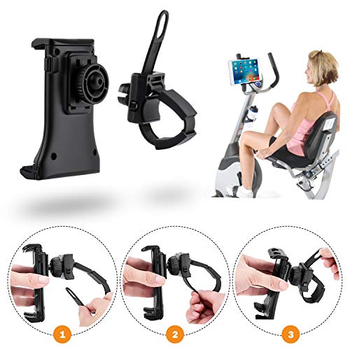 Soporte universal para teléfono o tableta para bicicleta giratoria, soporte portátil para smartphone y tableta, soporte giratorio ajustable de 360 ° para smartphones y tabletas de 3,5 a 12 pulgadas
