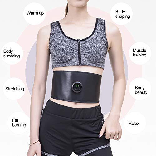 Sorand Tonificador Muscular estimulador de Abdominales, cinturón de estimulación Muscular Abdominal, cinturón de pérdida de Peso de Entrenamiento Abdominal, con 6 Modos y 15 Niveles de Fuerza(Negro)