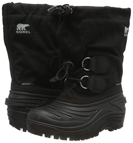 Sorel Childrens Super Trooper, Botas de Invierno para Niños, Negro (Black, Light Grey), 26 EU