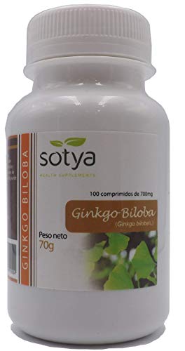 SOTYA Ginkgo Biloba 200 comprimidos (100 + 100) 700 Mg, mejora tu memoria, tu circulación, mejora tu rendimiento físico y mental. 24% flavonoides, Favorece la Concentración