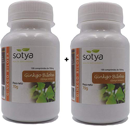 SOTYA Ginkgo Biloba 200 comprimidos (100 + 100) 700 Mg, mejora tu memoria, tu circulación, mejora tu rendimiento físico y mental. 24% flavonoides, Favorece la Concentración