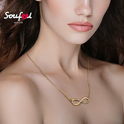 SOUFEEL Collar Plata Colgante con Nombre Infinito Personalizados Regalo para Familia Cadena Más Extención