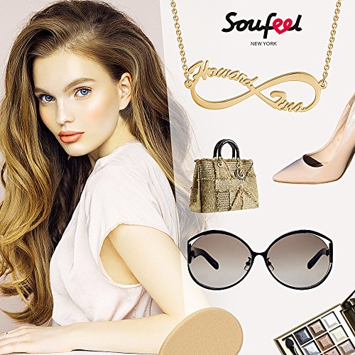 SOUFEEL Collar Plata Colgante con Nombre Infinito Personalizados Regalo para Familia Cadena Más Extención