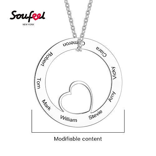 SOUFEEL Collar Plata Colgante con Nombre Personalizados Regalo para Familia Pareja Madre Cadena Más Extención
