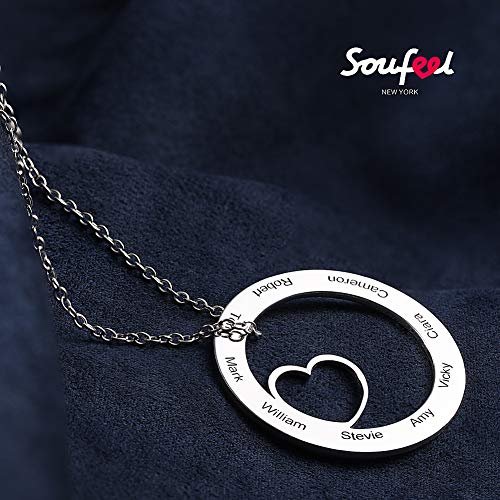 SOUFEEL Collar Plata Colgante con Nombre Personalizados Regalo para Familia Pareja Madre Cadena Más Extención