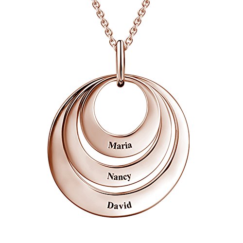 SOUFEEL Collar Plata Colgante con Nombre Personalizados Regalo para Familia Pareja Madre Cadena Más Extención Chapado Oro Rosa