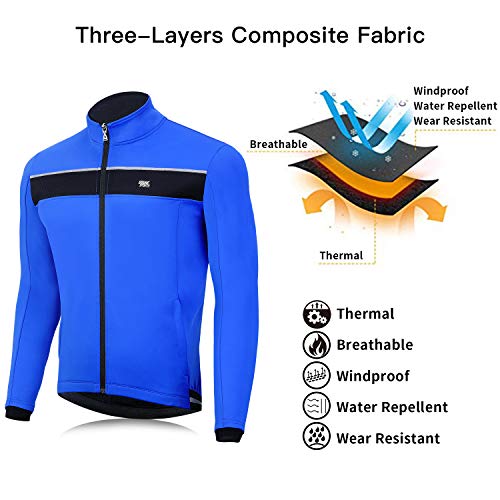 Souke Sports - Chaqueta de Ciclismo Hombre Chaqueta Ligera de Invierno MTB Reflectante Transpirabilidad Impermeable Chaqueta de Ropa Deportiva al Aire Libre