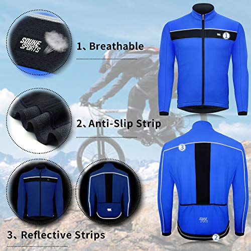 Souke Sports - Chaqueta de Ciclismo Hombre Chaqueta Ligera de Invierno MTB Reflectante Transpirabilidad Impermeable Chaqueta de Ropa Deportiva al Aire Libre