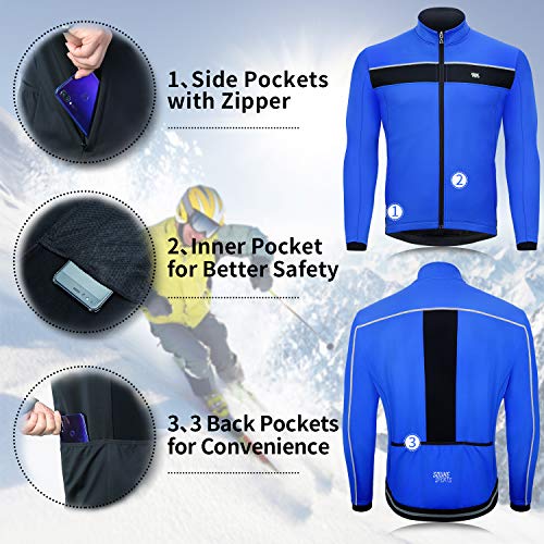 Souke Sports - Chaqueta de Ciclismo Hombre Chaqueta Ligera de Invierno MTB Reflectante Transpirabilidad Impermeable Chaqueta de Ropa Deportiva al Aire Libre