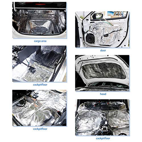 sourcing map Insonorizante Estera Laminada de Aluminio Intensivo Adhesivo Espuma 5mm de Espesor Aislante de Calor Aislamiento Térmico y Acústico a Prueba de Sonido Agua 40" x 40"