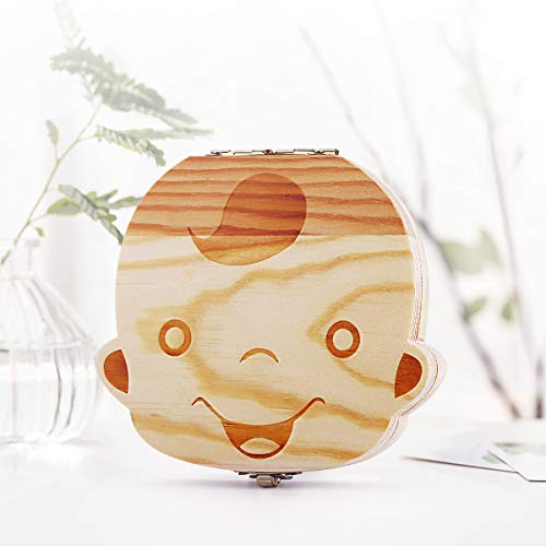 Spanish texto bebé dientes caja, Aitsite save cajas de madera personalizada caja de recuerdos de hoja caduca, personalizar personalizada bebé dientes caja (Chico)