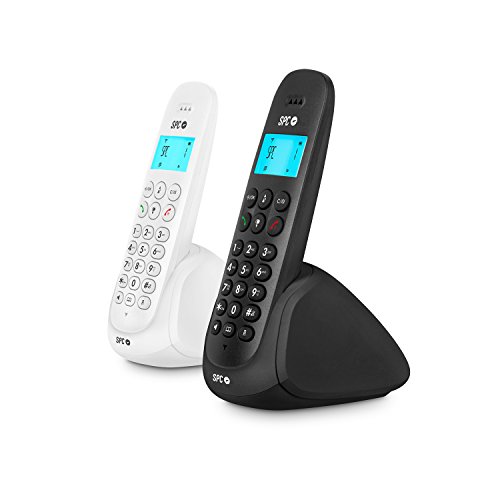 SPC Art - Teléfono inalámbrico con agenda, manos libres e identificador de llamadas – Color Negro