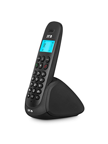 SPC Art - Teléfono inalámbrico con agenda, manos libres e identificador de llamadas – Color Negro