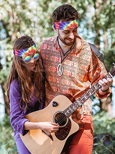SPECOOL Conjunto de Disfraces Hippie Accesorios Hippie Collar y aretes Rainbow Peace Pulsera Rainbow Headband Gafas de Sol Estilo años 60 Halloween Hippy Dress Up para la Fiesta temática de los años