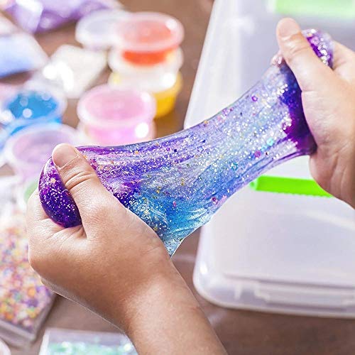 SPECOOL DIY Slime Kit, Conjuntos de fabricación de Limo con Purpurina Unicornio Sorpresa Niños Artesanía Manualidades Accesorios caseros Crystal Slime Clay Bolas de Pescado Bolas de Espuma Confeti