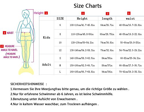 SPEEDEVE Niñas Mujeres Disfraz de Sirena con Aleta para Nadar Cosplay Fiesta