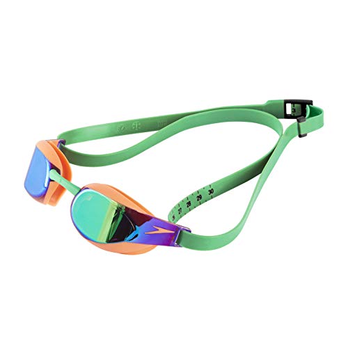 Speedo Fastskin Elite Mirror Gafas de Natación, Unisex Adulto, Naranja/Verde, Talla Única