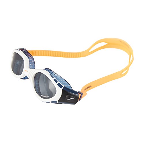 Speedo Futura Biofuse Flexiseal Triathlon Gafas de Natación, Unisex Adulto, Naranja Fluorescente/Blanco/Humo, Talla Única