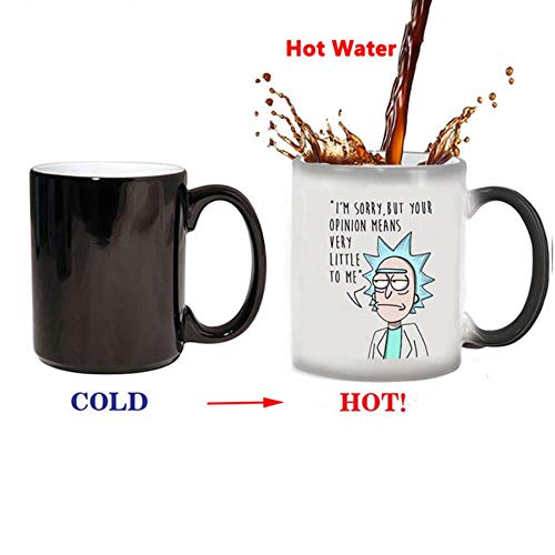 SPI 1Pcs 350ml Creativo Rick y Morty Taza cambiante de Color Café Té Moring Taza de Leche Regalo para su Familia Niños Niños Amigos, Estilo 2, Embalaje de Caja de Espuma
