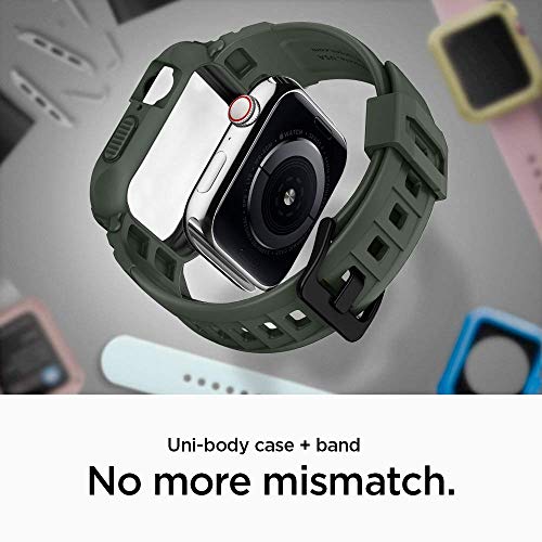 Spigen Rugged Armor Pro Compatible con Apple Watch Funda para 44mm Serie 6/SE/5/4 - Verde Militar