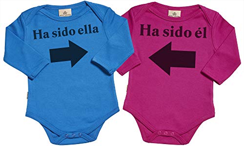 Spoilt Rotten SR - Estuche de presentación - Ha Sido él & Ha Sido Ella - Conjunto Gemelo - Body para bebé niño - Body para bebé niña - Conjunto Regalo del bebé - 0-6 Meses Azul & Rosa