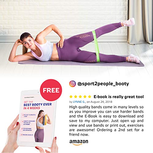 sport2people Juego de Bandas de Ejercicio con 2 Libros electrónicos de Ejercicios para fortalecimiento Muscular y Fisioterapia – Mini Fitness Bandas para glúteo, Cadera y piernas