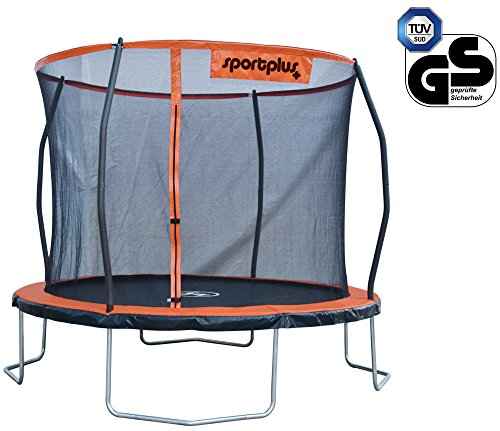 SportPlus Cama Elástica de Jardín, Estructura de Bastidor sin Soldaduras, Red de Seguridad Desmontable, Incl. Cubierta de Bordes, Seguridad Comprobada