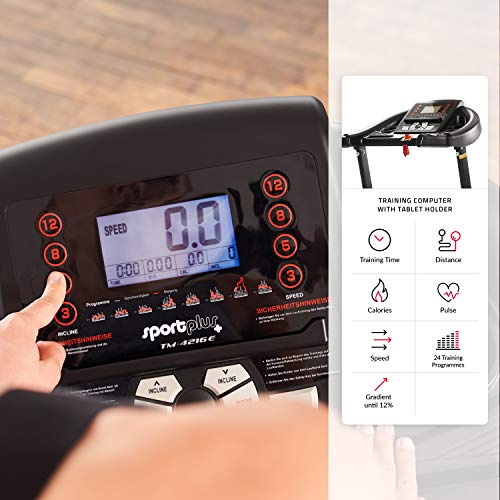 SportPlus Cinta de Correr 16 km/h con Ajuste de inclinación motorizado, SP-TM-4216E