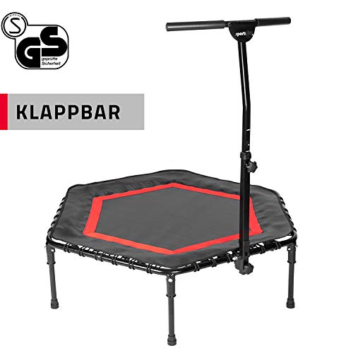 SportPlus Trampolin SP-T-111F-R Cama Elástica Fitness, Unisex-Adultos, Rojo, Aprox. 111 x 124 x 90-115 cm (LxAnxAl)
