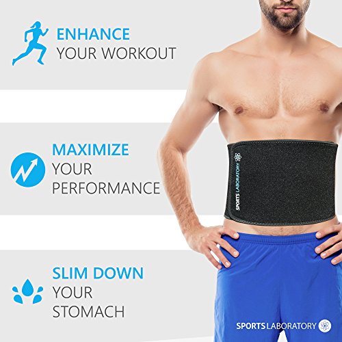 Sports Laboratory | Waist Trainer Pro+ | Cinturón Deportivo para Entrenamiento, Hombres/Mujeres. Reduce Cintura, Baja Peso, Adelgaza el Cuerpo. Soporte Lumbar | Talla única Ajustable con Bolsa y guía