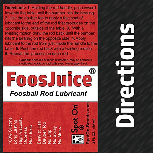 Spot On FoosJuice 60mL - Lubricante 100% de Silicona para Varillas de futbolín con aplicador Superior Dauber: el lubricante Limpio y fácil de Usar