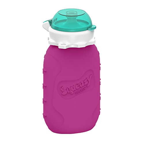 Squeasy Snacker, 180ml - Bolsa de Comida para Bebés Reutilizables | Para Batidos de Fruta Caseros, Yogurt y Zumos | Botella de Silicona, sin BPA (Violeta)