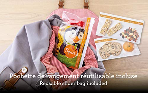 SQUIZ - 3 Bolsitas recargables y reutilizables 130ml para compotas y purés perfectas para niños, adolescentes y adultos // Libre de BPA - HECHO EN SUIZA