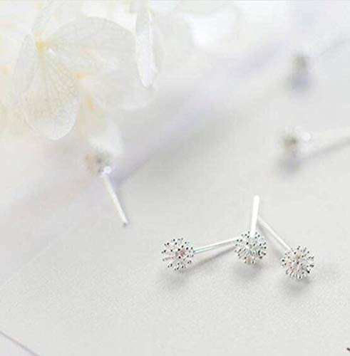 S&RL Pendientes de Plata S925 Pendientes de Diente de León Dulce Estilo Japonés Bosque de Mujer Bolas de Estilo Joyería de Oreja Dulceun par, Plata 925