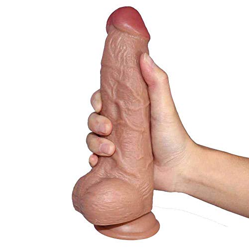 SRNKG Pêṉês Realisticos, Cṓnsṓladṓres Dureza de Doble Capa Mujer con Ventosa Juguetes sêxuḁlês para la mḁsturbḁcḯón Femenina, Silicona líquida ḊḯḶḋṓ 8,26 Pulgadas