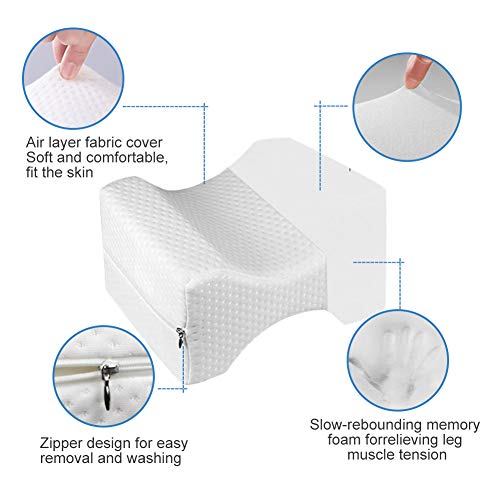 SRXWO Almohadas piernas para Dormir, Cojín para Almohada con de Memoria para durmientes de Lado, Almohada de Apoyo para la Rodilla