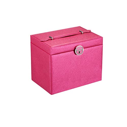 Star Joyería Caja de Almacenamiento, portátil de Cinco Capas de Cuero de Gran Capacidad Bolsa de cosméticos de Almacenamiento a Prueba de Agua Rosa roja