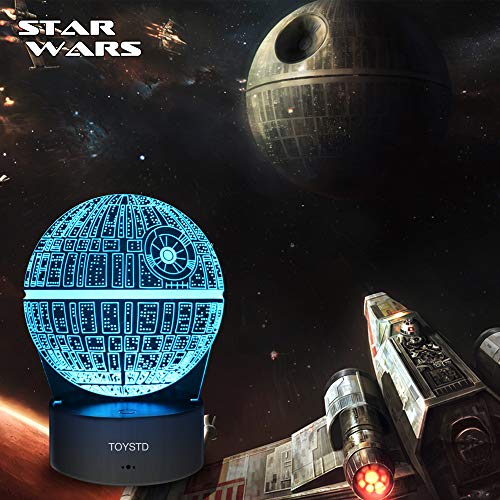 Star Wars 3D LED Luz de noche, Lámpara de ilusión Cuatro tipos y 16 colores Lámpara de decoración Cambio - Regalo perfectos para niño