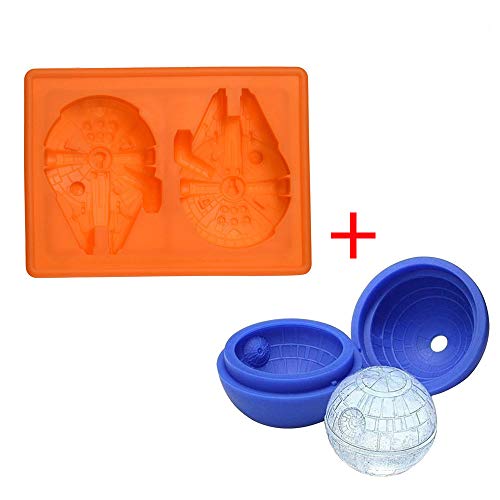 Star Wars Millennium Falcon y estrella de la muerte de silicona bandeja de hielo Candy Mold Set/whisky de pelota de CHOCOLATE moldes para hornear para Navidad cumpleaños los amantes de los parte
