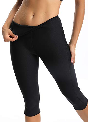 STARBILD Leggins Deportivas para Mujer para Adelgazar Leggins Anticeluliticos Mallas Termicos de Neopreno Fitness Deporte Correr Yoga Pantalón de Sudoración Adelgazantes Corto Negro XL