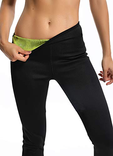 STARBILD Leggins Deportivas para Mujer para Adelgazar Leggins Anticeluliticos Mallas Termicos de Neopreno Fitness Deporte Correr Yoga Pantalón de Sudoración Adelgazantes Largo Negro y Amarillo M