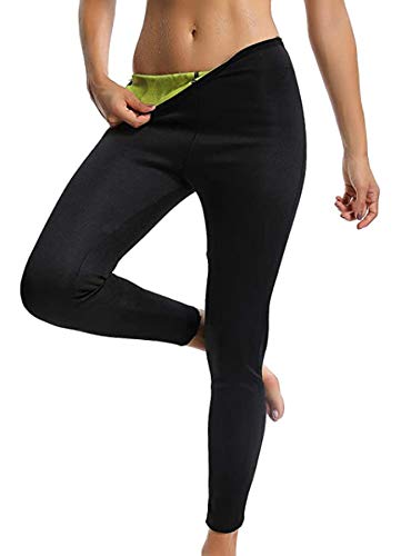 STARBILD Leggins Deportivas para Mujer para Adelgazar Leggins Anticeluliticos Mallas Termicos de Neopreno Fitness Deporte Correr Yoga Pantalón de Sudoración Adelgazantes Largo Negro y Amarillo M