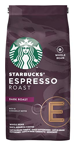 Starbucks 12411370 Espresso Dark Roast Café de Grano Entero de Tostado Intenso, 6 x Bolsa de 200g