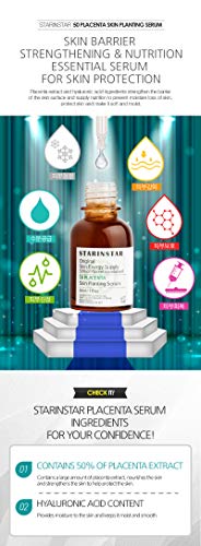 STARINSTAR - 50 PLACENTAS Suero original para plantar energía para la piel 50% de la placenta contenida con hialuronato de sodio para rejuvenecer a los parientes activos y ser fresco, 30 ml / 1fl.oz